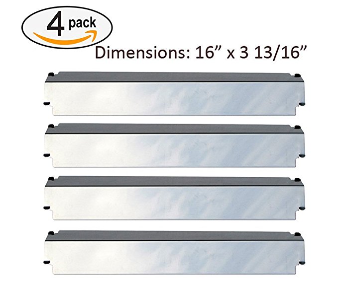 SH3321 (4-pack) Stainless Steel Heat Plate, Heat Shield, Heat Tent, Burner Cover Replacement for Select Gas Grill Models by Charbroil, Thermos, Kenmore Sears, Lowes Model Grills and Others