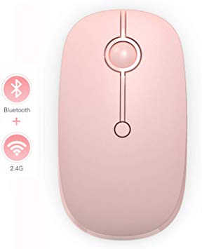 Bluetooth Mouse, Jelly Comb MS003 Dual Mode(BT 4.0   USB) 2.4GHz Bluetooth Mouse for Laptop, iPad, MacBook, PC- for Windows 8.0/ MacOS 10.10/ iPad OS 13/ Android 4.3 or Above (Light Pink)