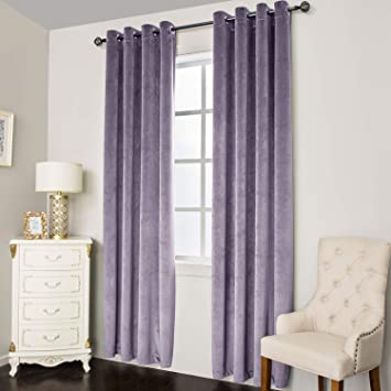 Super Soft Luxury Velvet Curtains for Living Room Light Blocking Velvet Curtain Panels Privacy Grommet Window Drapes for Bedroom/Sliding Glass Door, 2 Panels (Purple, 38W84L)