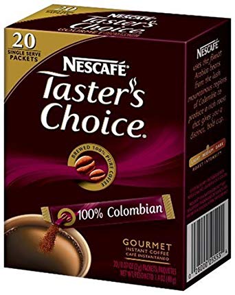 Nescafe Tasters Choice 100% Columbian Instant Coffee, 20 pk, .07 oz