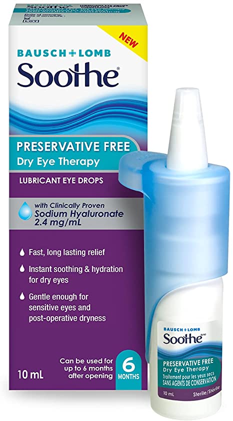 Eye Drops for Dry Eyes by Soothe, Preservative Free Dry Eye Therapy, Lubricating Eye Drops, 10 mL