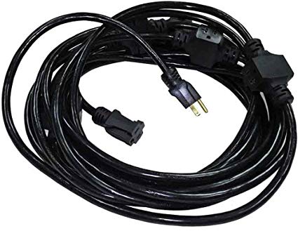 30-Foot 12/3 Multi-Outlet Extension Cord Black MOX Stinger 15A/20A-125V Duplex Outlets for Stage Backlines, Uplighting, More