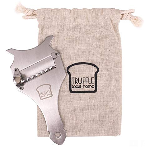 REDESIGNED Truffle, Garlic, Chocolate, Vegetables and Cheese Slicer - Premium Stainless Steel Shaver for Food Preparation and Presentation - Includes Fabric Bag, Perfect Gift for Food Lovers