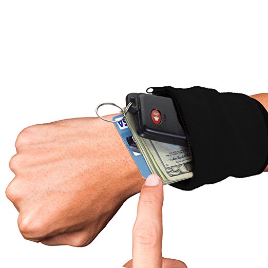 Igia Zippered Safe Wrist Wallet, Black, 2 Count