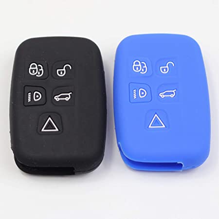 Btopars 2pcs 5 Buttons Smart Remote Keyless Key Fob Silicone Rubber Case Cover Protector Holder Compatible with Jaguar F-Pace F-Type XJ XE XF Black Blue