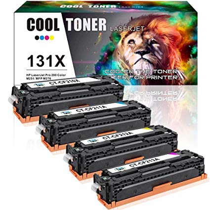 Cool Toner 4PK Compatible HP 131A 131X CF210X M276nw M251nw Toner Cartridge for HP Laserjet Pro 200 Color M251nw M251n MFP M276nw M276n Canon MF8280Cw Printer Ink (CF210X CF210A CF211A CF212A CF213A)