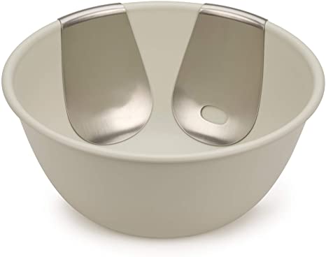 Joseph Joseph 20155 Uno Salad Bowl & Stainless-Steel Servers Set, 3-Pieces, Stone