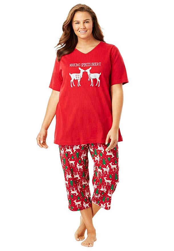 Dreams & Co. Women's Plus Size 2-Piece Capri Pajamas