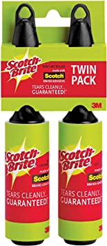 Scotch-Brite Mini Lint Roller, White, 2 Rollers Total