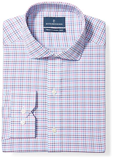 BUTTONED DOWN Men's Tailored Fit Non-Iron Dress Shirt (Discontinued Patterns)