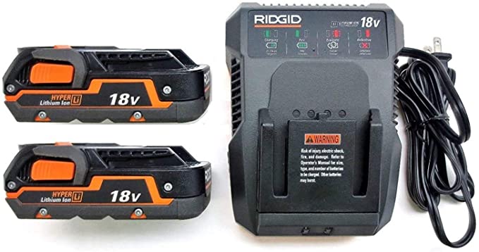 Ridgid 18 Volt Dual Chemistry Battery Charger R86092 & (2) Batteries R840085