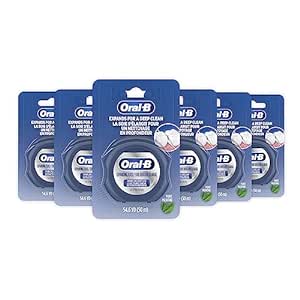 Oral-B Dental Floss, Mint, Expandable, Deep Clean, 6 Packs (300.0 Foot, 50M x 6)