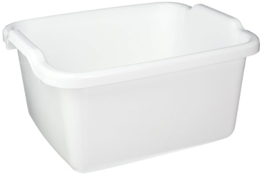 Rubbermaid 15" White Dishpan, 15.6 Qt, 15.23" x 12.46" x 7.8"