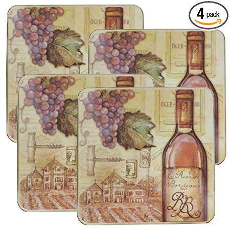 Range Kleen 5736 Set of Four Square Burner Kovers in a Tuscany Wine Pattern, 4-Pack