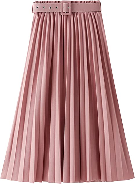 Panegy Women's Pleated Skirt High Waist Long Maxi Skirt Swing A-Line Skirts