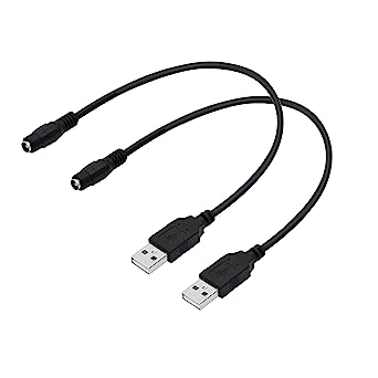 SinLoon 2 Pack USB to DC Power Cable 12inch USB 2.0 A Type Male to 5.5 x 2.1mm Female DC 5V Power Plug Barrel Connector Charge Cable Compatible with Router,Mini Fan,Speaker and More Devices(0.3M)