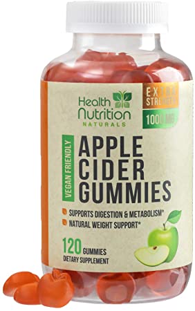Apple Cider Vinegar Gummies for Weight Support and Cleanse 1000mg - Delicious ACV Gummy Vitamins with The Mother - Folic Acid, Beet Juice, Pomegranate - Non-GMO - 120 Gummies