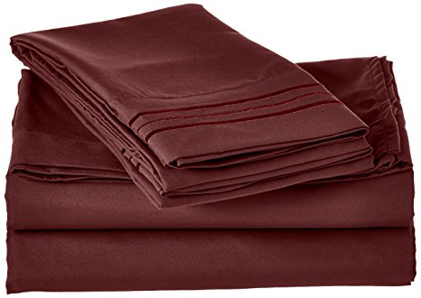Elegant Comfort 4-Piece 1500 Thread Count Egyptian Quality Bed Sheet Sets with Deep Pockets, King, Burgundy