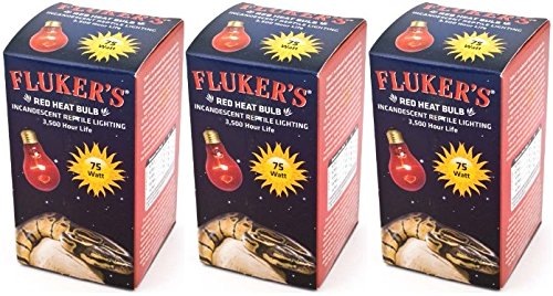 (3 Pack) Fluker's Red Heat Bulbs for Reptiles 75 watt