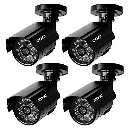 ZOSI 4 Pack Bullet Fake Securtiy Camera with Red Light,Dummy Surveillance Camera Outdoor Indoor Use,Wireless Simulate Cameras for Home Security