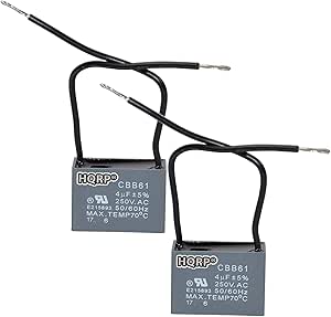 HQRP 2-Pack Ceiling Fan Capacitor CBB61 4uf 2-Wire UL Listed