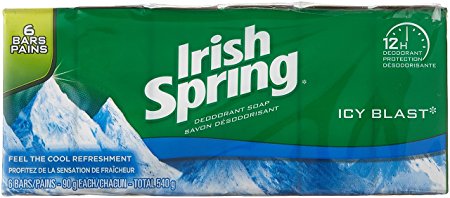Irish Spring Deodorant Soap Bar, Icy Blast, 6 x 90 Gram