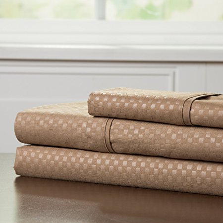 Lavish Home Embossed Sheet Set, Taupe, Twin