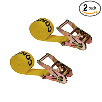 2" x 10' Endless Ratchet Strap (Yellow) - No Hooks - 2 Pack