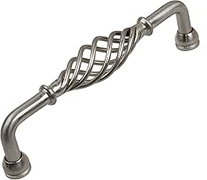 GlideRite Hardware 5" CC Fluted Birdcage Cabinet Pulls, Satin Nickel, 3212-128