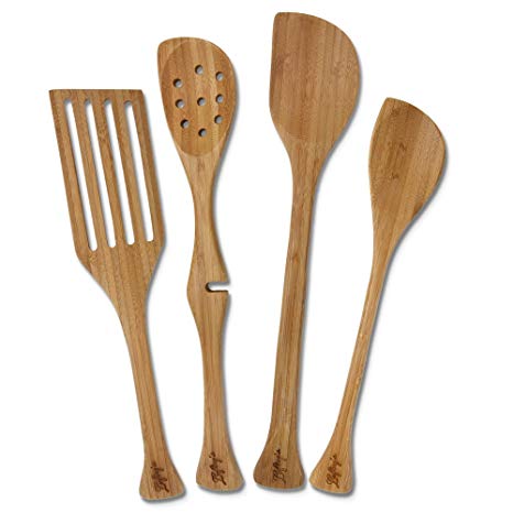 Lefty's Left-handed Bamboo Utensil Kitchen Tool Set, 4 Pieces in Mesh Bag