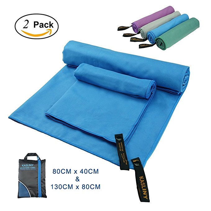 2 Pack Travel Towel Microfiber Sports Towel Lightweight Fast Dry Absorbent and Soft for Beach Yoga Camping Outdoor