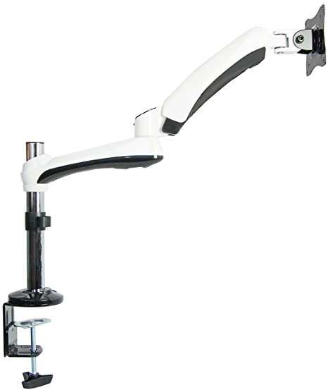 VIVO Single LCD Monitor Desktop Mount / Stand, White Deluxe with Gas Spring for 1 Screen up to 27" (STAND-V001W)