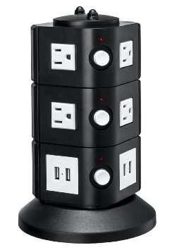 Yubi Power 8-outlet Surge Protector & 8-port USB Family Charging Station w/ Surge & Overload Protection for All Electronic Devices Including : Iphone , Ipad , Android Devices , Samsung , and More