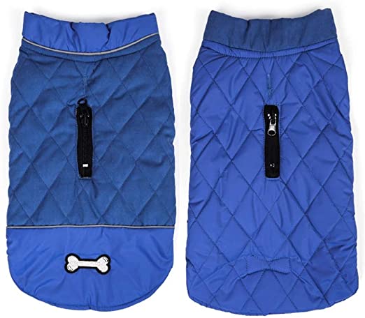 Rantow Reflective Dog Coat Winter Vest Reversible Loft Jacket - Water-Resistant Windproof Snowsuit Cold Weather Pets Cloth, 5 Colors 7 Sizes for Small Medium Large Dogs (XS, Blue)