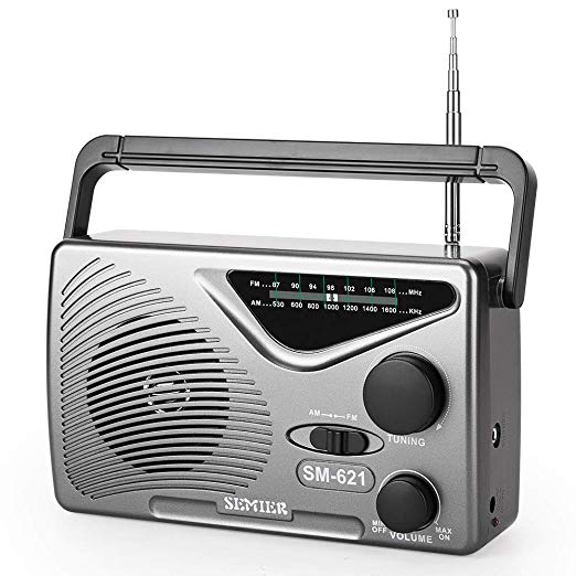 SEMIER AM/FM Portable Radio - Best Reception and Longest Lasting, Compact Transistor Radios AC Operated or Operated by Dry Battery (D Cell Batteries x 2pcs, Battery not Included)