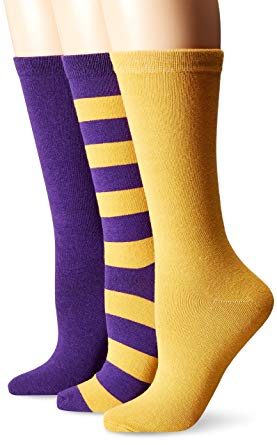 Muk Luks Women's Game Day Sport Crew Socks (Pack of Three Pairs)