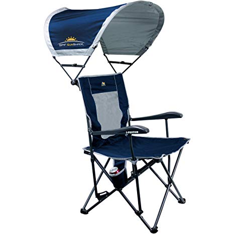 GCI Outdoor 3-Position Quad Reclining Camp Chair with SunShade