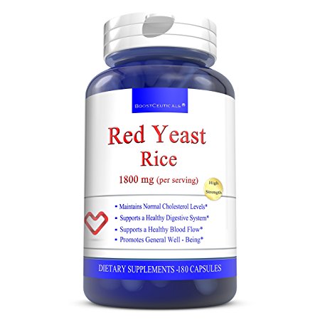 Red Rice 1800 mg 180 Capsules Red Rice Yeast Extract Cholesterol Support by BoostCeuticals