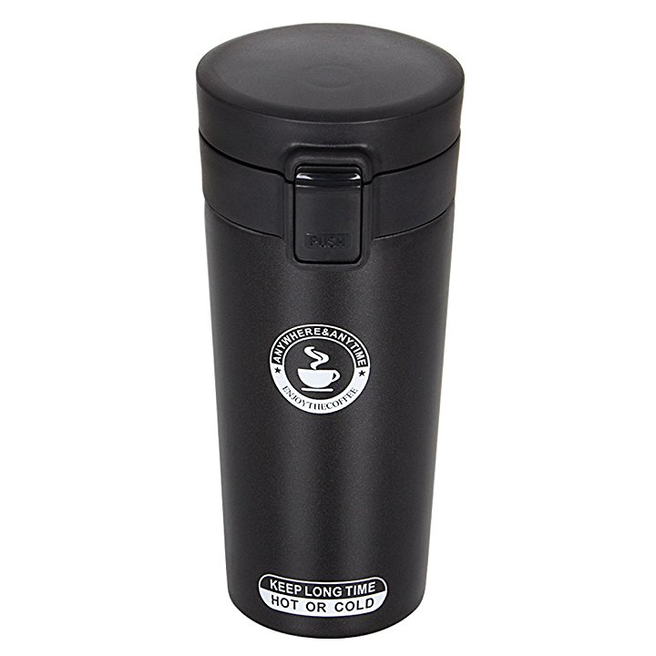 Travel Mug Coffee Stainless Steel Water Bottles Vacuum Insulated Double Wall Flask Keep Hot Cold Tumbler with Lid -14oz /400ml(Black)