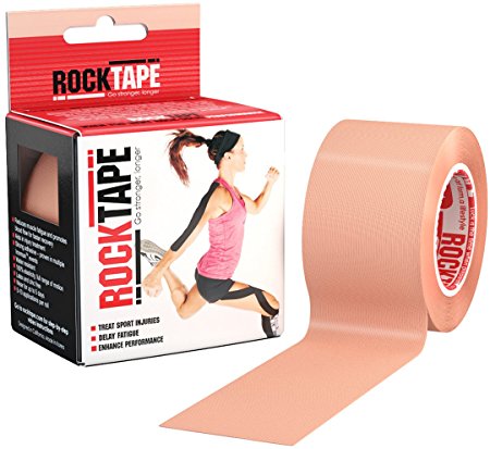 RockTape Kinesiology Tape for Athletes, Water Resistant, Reduce Pain & Injury Recovery, 2" x 16.4 Feet, Uncut or Pre-Cut Strips