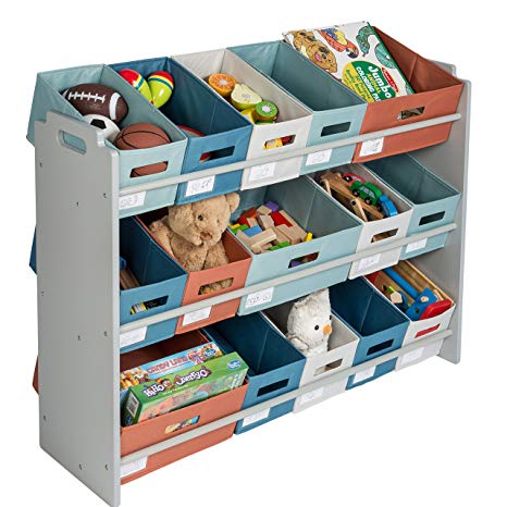 Honey-Can-Do SRTW08008 Kids Toy Storage Rack and Organizer with Bins, Grey