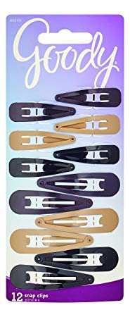 Goody Snap Hair Clips, Assorted Colors, 12-count