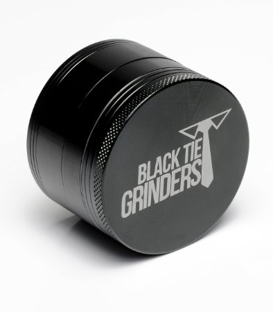 Black Tie Grinder 25 Inch Herb Grinder 4-piece Aluminum- Premium Packaging and Design- The Best Rated Herb Tobacco and Spice Grinder