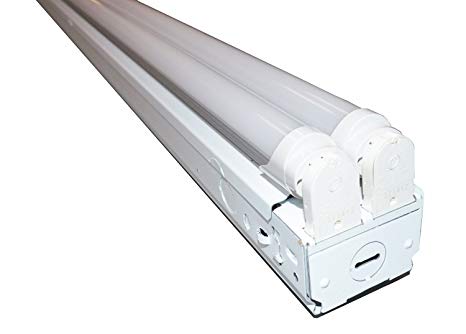 8 FT LED Industrial Retail Flush Mount 4 Light T8 Fixture w/ 4X 24W LED Tubes 96W Total 6500k Equivalent to 256W Fluorescent Fixture 30% Brighter Than 18W LED Bulbs