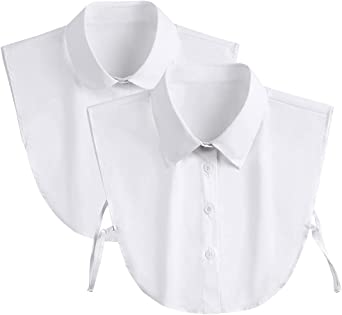 Shinywear Detachable White Collar Shirt for Office Lady Girls Dickey Half Blouse