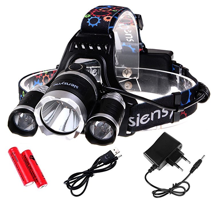 5000Lumen LED Headlamp Siensync(TM) 3x CREE XM-L XML T6 Super Bright Waterproof 4 Modes Headlight Flashlight Torch for Outdoor Riding Night Fishing Hiking Camping
