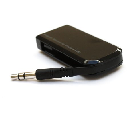 LAYEN AudioStream - Bluetooth 4.1 aptX NFC Music Receiver Adapter - Sleek, Snazzy, & Streamlined with a self-contained 3.5mm AUX cable. Bluetooth v4 with aptX for Pure CD-Like Wireless Quality! 2 hours charging = 12 hours Playtime. NFC - simple tap and play! Dock, Speaker, Stereo, Car - Bose, Sony, Pure, Philips, Panasonic etc... This Premium AUX has you covered... Simple Pairing   Tells you when you're connected or running low on power!