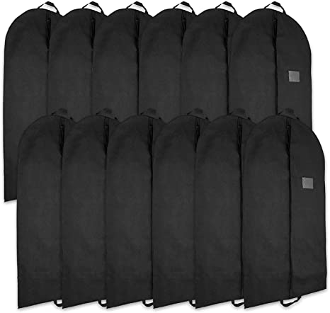 Blue Donuts Set of 12 Black Garment Bags, 42 Inch Carry on Garment Bags for Men, Hanging Garment Bags for Storage, Garment Bags for Closet, Garment Bags for Suits