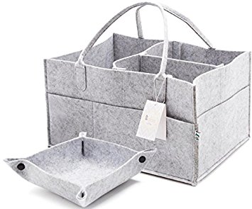 Little Tinkers World Baby Diaper Caddy & Extra Large Organizer For Diapers, Wipes & Nursery Storage Bin – Unisex design -Gray