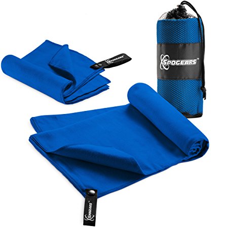 Microfiber Towel Set By Spogears - Camping Towel Set Includes An XL 58x30’’ Swimming Towel   Small Hand Travel Towel - Compact/Lightweight Sports Towel - Super Absorbent & Quick Dry Towel